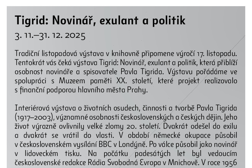 Tigrid: Novinář, exulant a politik | Mělnické kulturní centrum