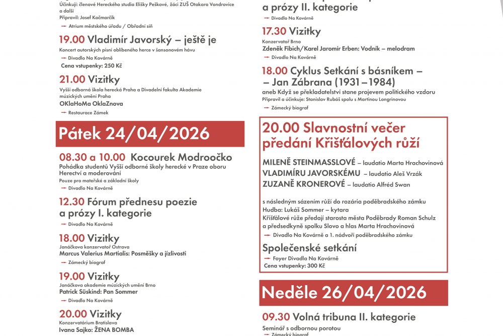 63. Poděbradské dny poezie | Divadlo Na&nbsp;Kovárně Poděbrady